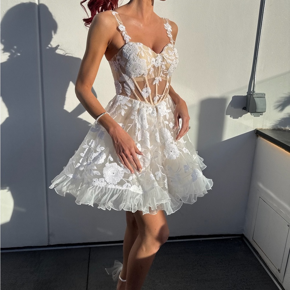 White sequin and rhinestone corset bridal coc dress